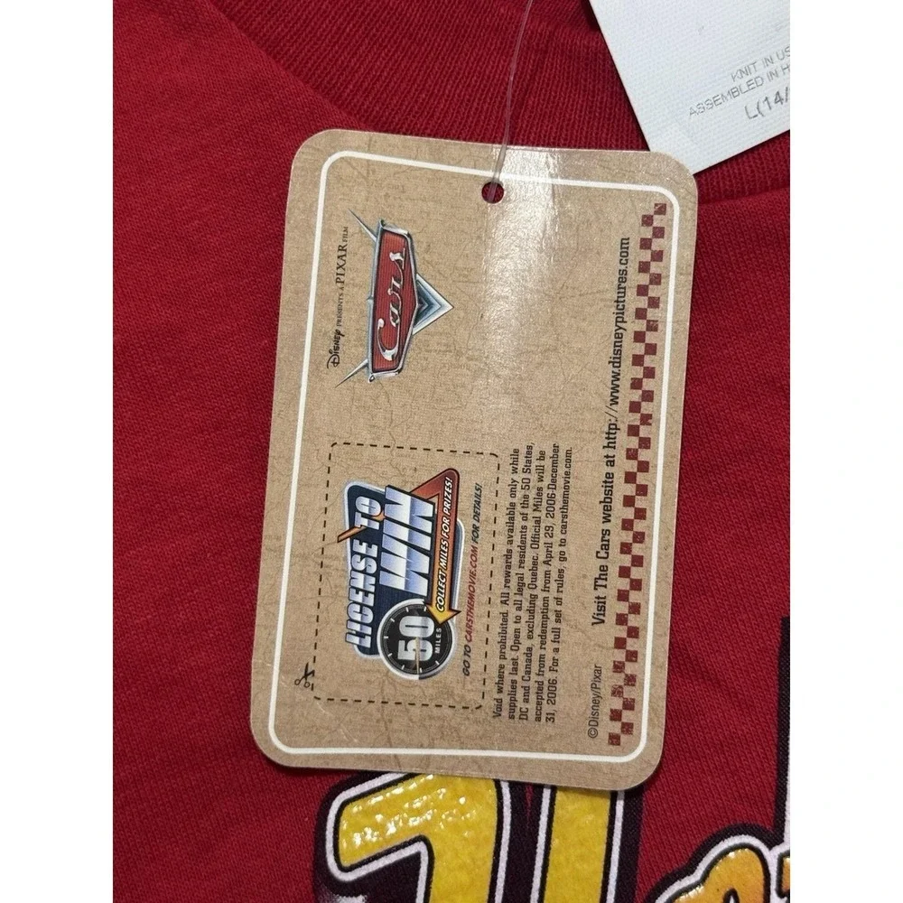 Vintage Disney Pixar Cars Hotshot Rookie‎ Lighting McQueen T Shirt Youth Size L